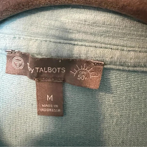 T by Talbots Full Zip Sweatshirt Jacket Teal Green UPF 50 Womens Size Medium GUC - Picture 2 of 6